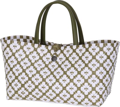 Shopper - Duurzame tas - Boodschappentas - Handtas - Kantoortas - Werktas - Lunchtas - Shopping bag - Handed By Mini Motif - groen & wit - olive