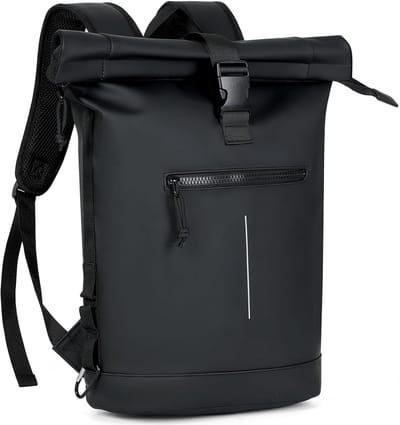 Famanu - Rugzak met groot laptopvak, rugzak voor 17 inch laptop, elegante reisrugzak voor reizen, fietsen, school, Zwart
