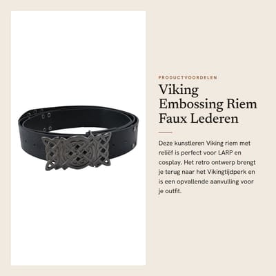 Dailygoods- Riem Kunstleer Viking-reliëf - Retro Riem - Middeleeuwse Krijger - LARP Cosplay - Comfortabel - Ademend