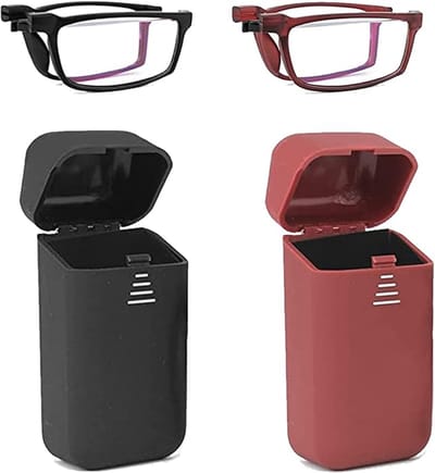 Twee opvouwbare leesbrillen, één voor mannen en één voor vrouwen, met blauwlichtfilters als leeshulpmiddel. Ultralicht ontwerp, harde brillenkokers voor optimaal draagcomfort. 2.0