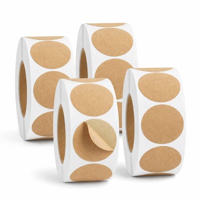 Consumerce® Ronde Cadeaulabels op Rol - 2000 Stuks - Kraft Cadeau Stickers - Stippen Etiketten Rond - Cadeaustickers Klein - Kado Labels Karton - Sluitstickers - Cadeau Etiketten - Envelop Sluitzegels - Bedank