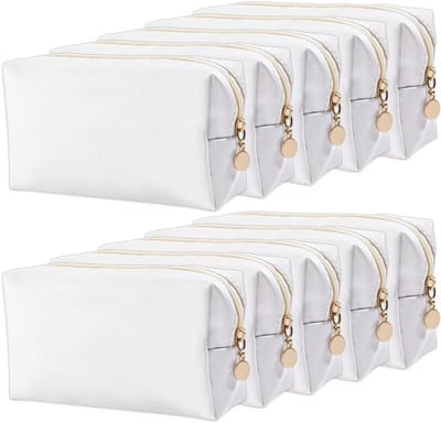 10 stuks lederen make-uptassen met ritssluiting, waterdichte reistas, draagbare cosmeticatassen voor vrouwen, opbergoplossingen voor make-up en reizen