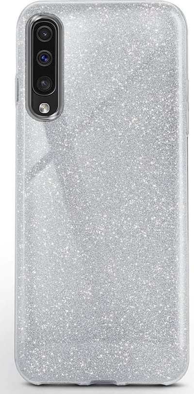 LuxeBass Samsung Galaxy A21S - Glitter Siliconen - Zilver - telefoonhoes - gsm hoes - gsm hoesjes