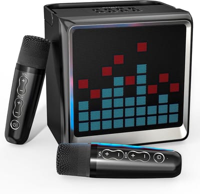 Karaoke Machine - Muziek Systeem - Feestjes Thuis - Met 2 Microfoons - 15W Geluid - Zwart