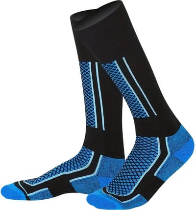 Livano Skisokken - Ski Sokken - Warme Sokken - Lange Huissokken - Thermo - Compressie - Blauw 39-46