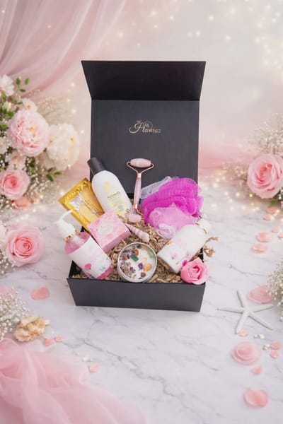 Bad- en bodycadeau 9 stuks - Bodylotion - Luxe dames cadeau - Hawsaz.nl kado - Geur kaars Giftsbox - Gezicht verzorging - Cadeauset - Dames cadeau - Relax Cadeau - Verwenpakket - Valentijnscadeau - Geschenkset Jasmijn - Edelsteen Kaars
