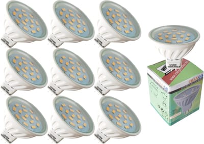 Trango Set van 10 LED lampen MR1615*10 dimbaar 6 watt 450 lumen 12 volt 3000K warm wit met MR16 I GU5.3 I G4 fitting ter vervanging van conventionele halogeenlamp, reflectorlamp, LED lampen
