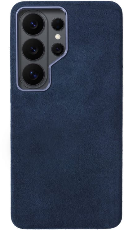 Rosso Avanti Hoesje Geschikt voor Samsung Galaxy S26 Ultra | Compatibel met MagSafe / Qi2 | Echt Italiaans Alcantara | Back Cover | Beschermhoes | Blauw