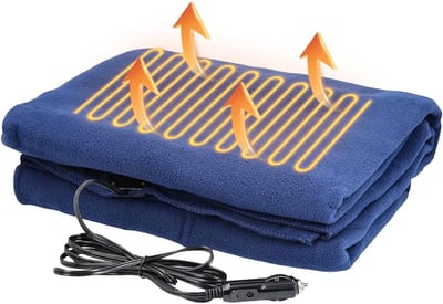 Verwarmde Auto Deken - Elektrische Plaid - Reizen Comfort - 3 Warmtestanden - 148x108cm - Grijs