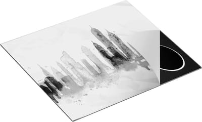 Chefcare Inductie Beschermer Kleurrijk New York van Aquarel - Abstract - Zwart Wit - 60x50 cm - Afdekplaat Inductie - Kookplaat Beschermer - Inductie Mat
