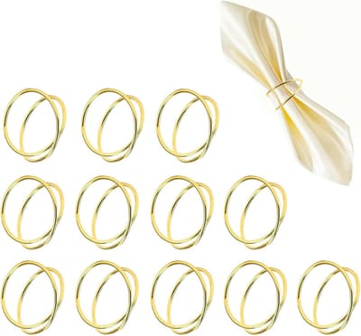 Servetringen Set - Tafeldecoratie - Diner Feest - Dubbel Spiraal Ontwerp - 18.2 x 4.6 x 2.4 cm - Goud