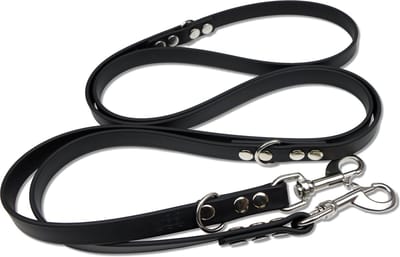 Miqdi - verstelbare, handsfree hondenriem van BioThane®- 3 meter lang - zwart - extra comfort - L - voor grote honden