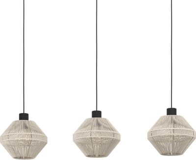 EGLO Midsumer Hanglamp - 3 x E27 - 92 cm - Zwart|Crème - Textiel