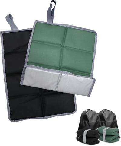 Duurzame en Vouwbare Waterdichte Zitkussens voor Buiten, Ideaal voor Picknicken, Wandelen en Kamperen (Zwart/Groen)