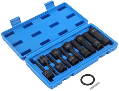 10-delig set binnenzeskant steeksleutelset 1/2 inch, 5mm - 19mm zeskant dopsleutel bit, steeksleutelset binnenzeskant met doos voor binnenzeskant schroeven