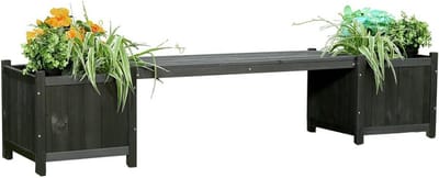 Houten Tuinbank 2-Zits met Geïntegreerde Plantenbakken 180 cm