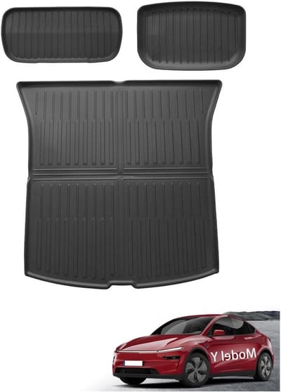 Upgrade 3-delige All-Weather Kofferbakmat voor Tesla Model Y (5-zitplaatsen) 2025, TPE Materiaal, Slijtvast en Vuilafstotend, Antislip Bescherming