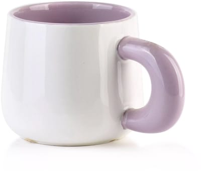 Cappuccino Mok - Mondex Home - 250 ml - Met Oor - Design Koffiemok - Paars - Bijzondere Koffiebeker - Keramiek
