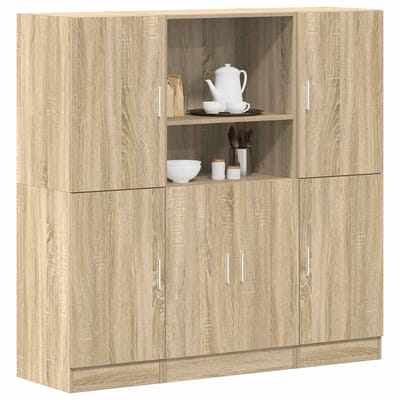 vidaXL - 3-delige - Keukenkastenset - bewerkt - hout - sonoma - eikenkleurig