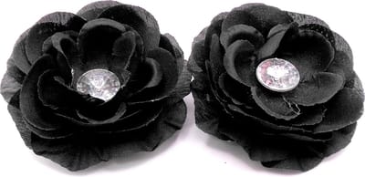 2 roosjes klein met duckklem zwart met diamant