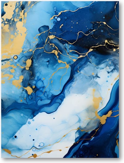 Aqua blauw goud marmer - Marmerpatroon - 30x40 Dibond voor Binnen én Buiten - Minimalist