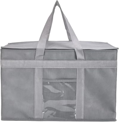 Grote Geïsoleerde Koeltas voor Voedsel, Herbruikbare Dubbele Rits Koeltas voor Boodschappen, Ideaal voor Warm en Koud, 23"W x 15"H x 14"D, Grijs, XXL