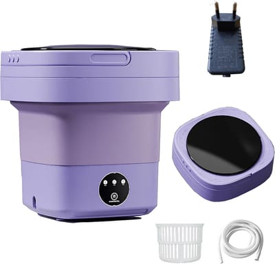 Draagbare Mini Wasmachine - Opvouwbaar Model - Kleine Wasjes - Energiezuinig Ontwerp - 12 Liter - Paars