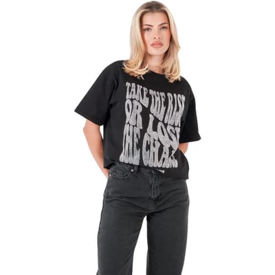 T-shirt met strass tekst voor vrouwen Sixth June