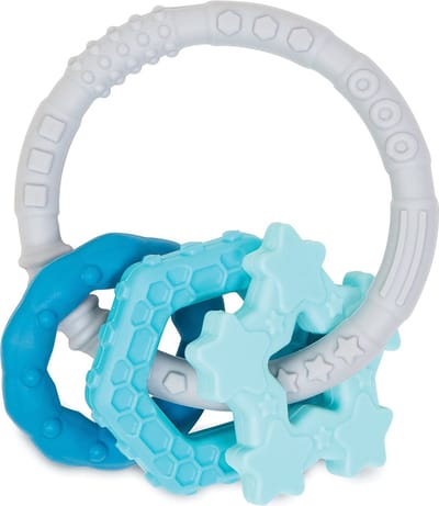 Bumkins - Silicone Teething Charms | Siliconen Baby Bijtring met Hangers - 100% Food-Safe, Premium LFGB Grade Silicone - Blauw