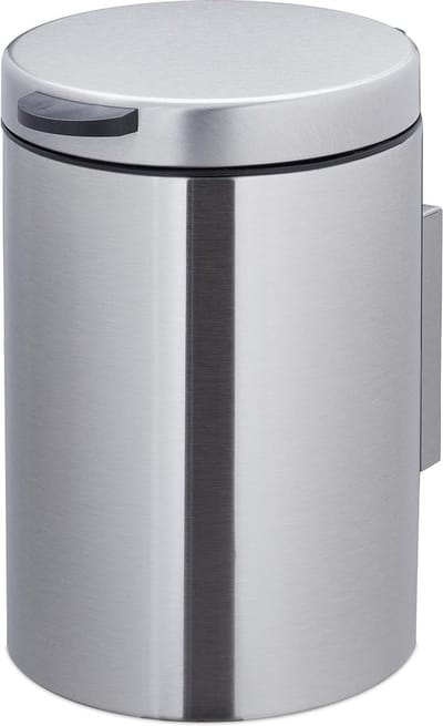 Wandmontage afvalbakje 3 liter - uitneembare binnenemmer - HxBxD 25 x 17 x 22 cm - deksel zilver/zwart