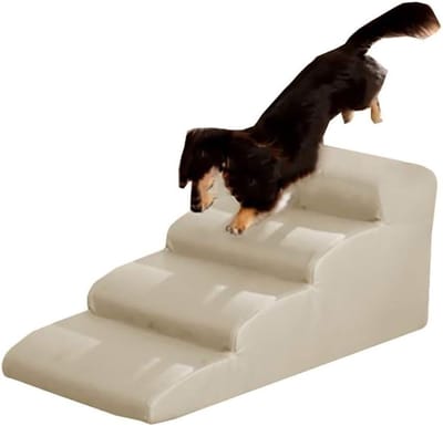 Huisdier Oprijlader - Honden trap - Hulp bij klimmen - Waterdicht PU-leer - 4 stappen - Beige