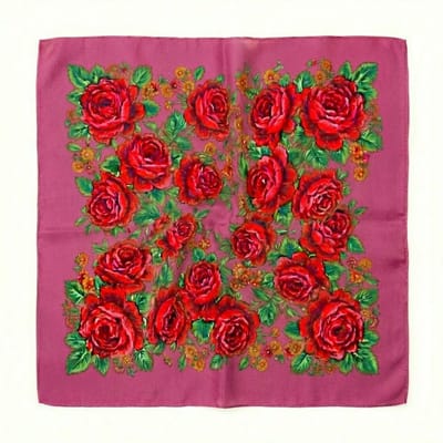 Roze paarse bloemen bandana voor dames – vierkante bandana met rood bloemmotief – zachte lichtgewicht hoofddoek voor dagelijks gebruik