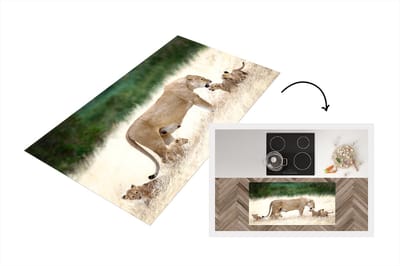 Keukenloper - Loper keuken - Leeuw - Gras - Welp - Familie - 120x60 cm - Keukenloper vinyl