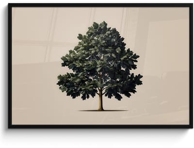 Poster in lijst - Fotolijst 120x80 cm - Posters - Eikenboom - Schaduw - Egaal - Posterlijst zwart - Decoratie - Wanddecoratie woonkamer - Muurdecoratie slaapkamer