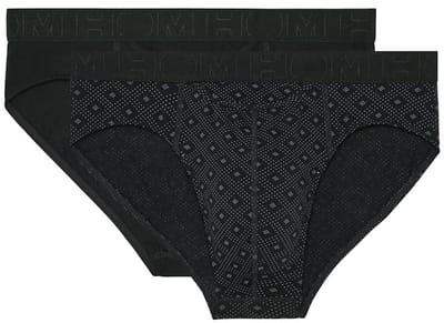 HOM - Neels Mini briefs H01 2pack - Black/black print - mannen - S