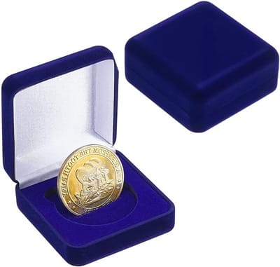 2 Stuks Vierkante Presentatiekoffers voor Herdenkingsmunten en Medailles, Donkerblauw Fluweel, 6.8x6.5x2.8cm, Ideaal voor Verzamelingen en Cadeaus