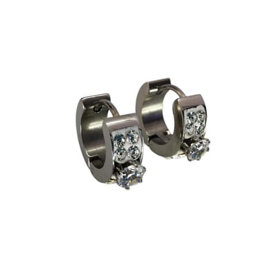Oor oorringen chirurgisch staal zilverkleurig met vele kleine strass en in midden iets verhoogd 3mm kristal.