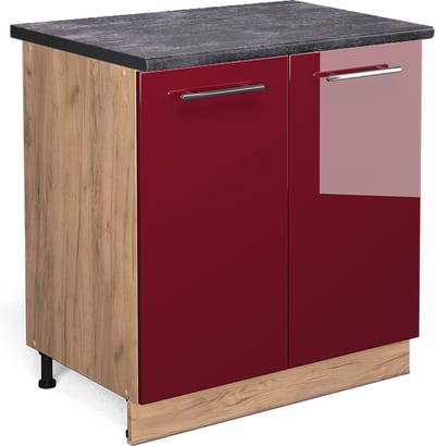 Vicco Fame-Line Keukenonderkast – 80 cm met legplank, WB Antraciet Bordeauxrode hoogglans