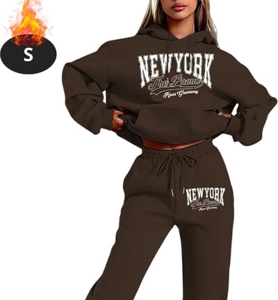 Nivard Joggingpak - Huispak - Volwassenen - Trainingspak - Comfortabel - Joggingsbroek - Tracksuit - Dames - Koffie - S