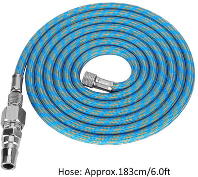 Allecto - Gevlochten Airbrush Luchtslang Adapter Kit - Flexibel - Blauw - Spuitpistool Luchtcompressor - Airbrush Adapter Fitting - Geschikt voor A...
