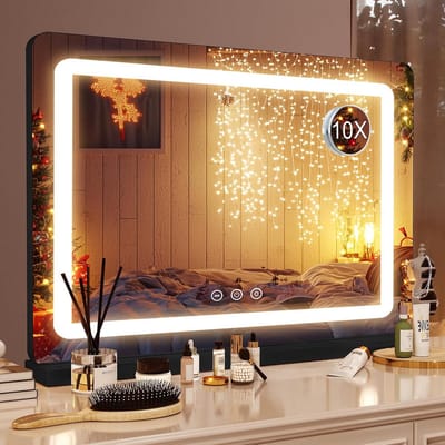 Grote Hollywood Make-upspiegel met Verlichting, 3 Lichtkleuren en 10x Vergroting