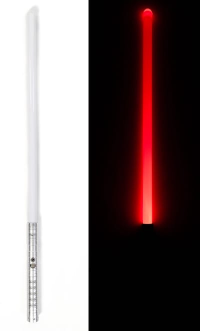 KIMU® Luxe Lightsaber Professioneel 78 cm - Metalen Handvat Zilver - Licht Zwaard Led Hoge Kwaliteit Star Lichtzwaard Wars LED Gekleurde Stok Lamp Festival