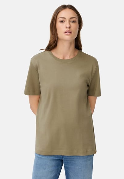 camel active T-Shirt van puur katoen - Maat womenswear-XXS - Licht kaki