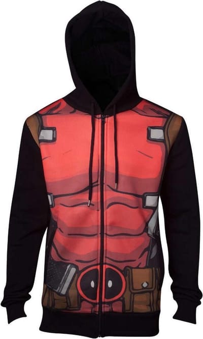 Deadpool - Sublimated heren unisex hoodie vest met capuchon zwart/rood - S