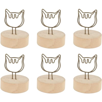 10 STUKS Tafelnummerhouder Log Basis Kat Vorm Plaatskaarthouder Eenvoudig Schattig Verticaal Type Naamkaart beige