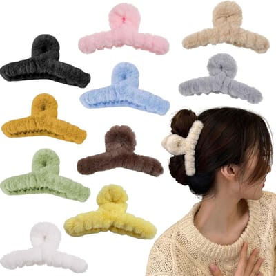 Haarspelden voor Vrouwen - 10 Stuks Pluche Haarclips voor Make-up, DIY Haarstijl, Feest en Dagelijks Gebruik (11 cm)