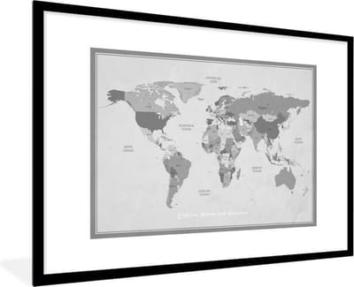 Poster in lijst - Fotolijst 120x80 cm - Posters - Wereldkaart - Kleuren - Quote - Kinderen - Jongens - Meisjes - Posterlijst zwart - Decoratie - Wanddecoratie woonkamer - Muurdecoratie slaapkamer
