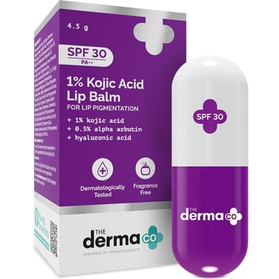 De Derma Co 1% Kojic Acid Lippenbalsem I Met Alpha Arbutine & Hyaluronzuur I SPF 30 PA++ Voor Donkere & Gepigmenteerde Lippen| 4,5 g white