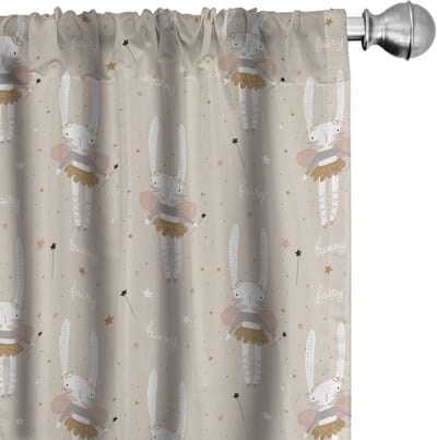 ABAKUHAUS Kinderkamer gordijnen – Ballerina konijntje – 2x75x175 cm – taupe