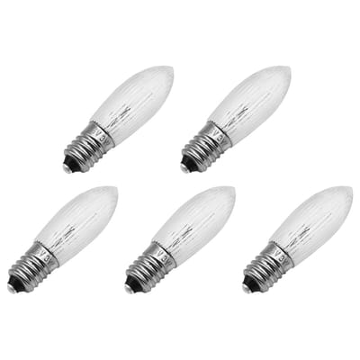 Reserve Kerstlampjes E10 - 5 stuks - Gloeilamp - 55V/3W - Warm Wit Licht - 2200K - 13 Lumen - Dimbaar - Helder